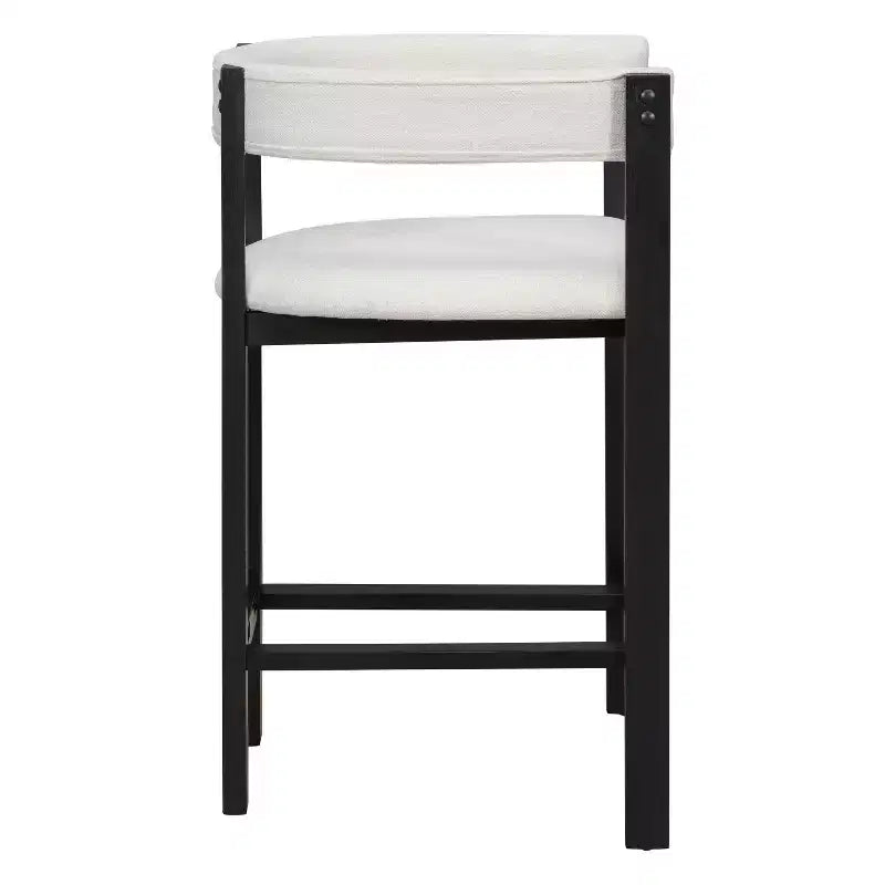 Tabouret de comptoir rembourré en bois d'hévéa à dossier ouvert (lot de 2)
