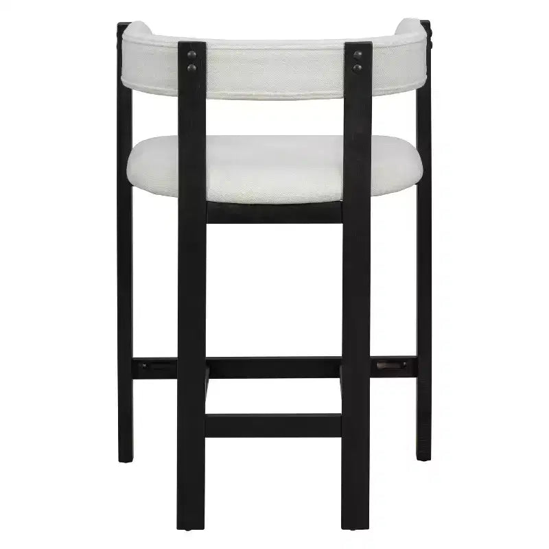 Tabouret de comptoir rembourré en bois d'hévéa à dossier ouvert (lot de 2)