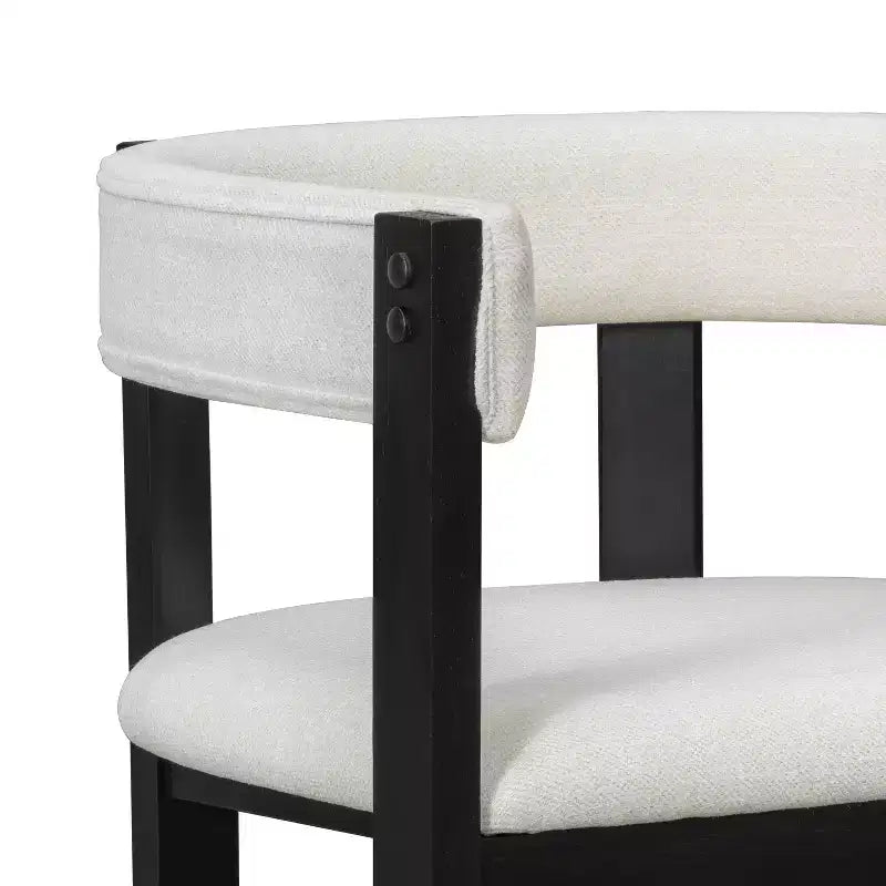Tabouret de comptoir rembourré en bois d'hévéa à dossier ouvert (lot de 2)
