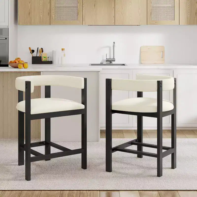 Christopher Knight Home Callista Rubberwood Upholstered Counter Stool With Open Back (Set of 2)