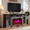 AMERLIFE Farmhouse Heavy Fireplace TV Stand with 33 Electric Fireplace, for 80 TVs up