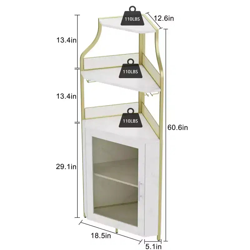 Meuble à Vins, Bar à Vins d'Angle de Style Ferme avec Porte-Bouteilles Amovible et Range-Verres, Unité de Rangement Compacte pour Alcool et Café avec Porte Grillagée