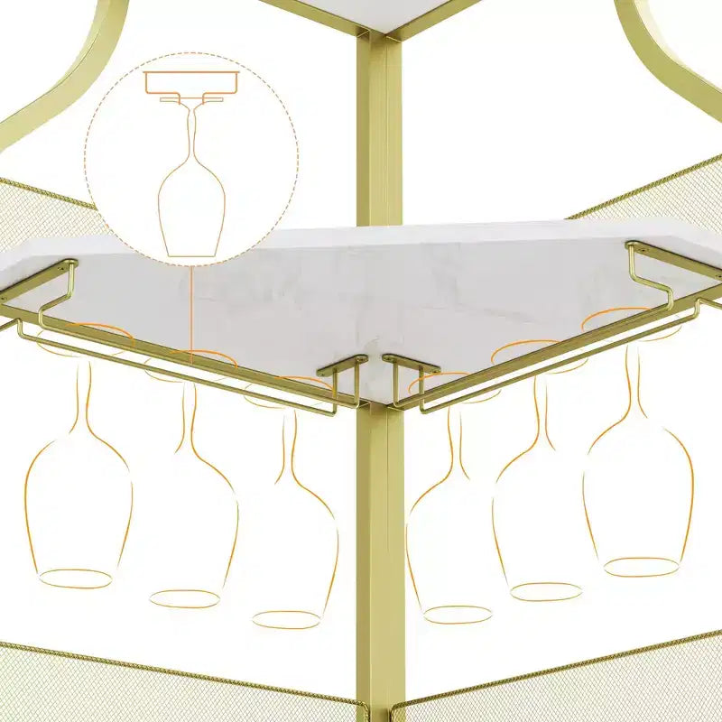 Meuble à Vins, Bar à Vins d'Angle de Style Ferme avec Porte-Bouteilles Amovible et Range-Verres, Unité de Rangement Compacte pour Alcool et Café avec Porte Grillagée