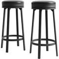 Set of 2 Backless Swivel Bar Stools 30 Inch, Counter Height Kitchen Stools with Footrest, Waterproof PU Leather Seat for Kitchen Island and Home Bar