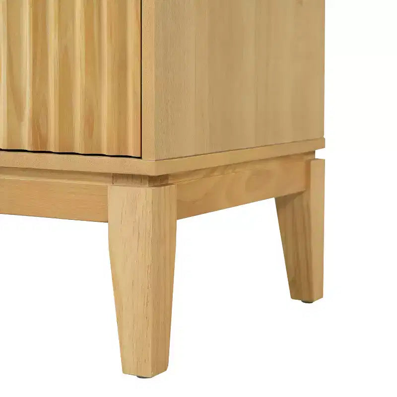 Table de chevet moderne en bois cannelé avec 2 tiroirs