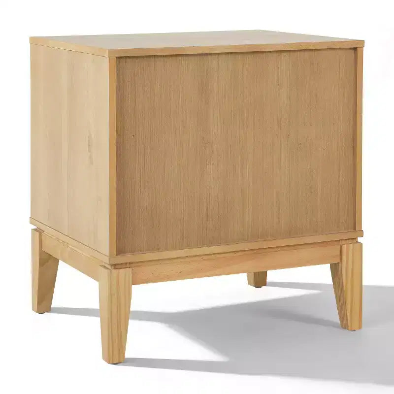 Table de chevet moderne en bois cannelé avec 2 tiroirs