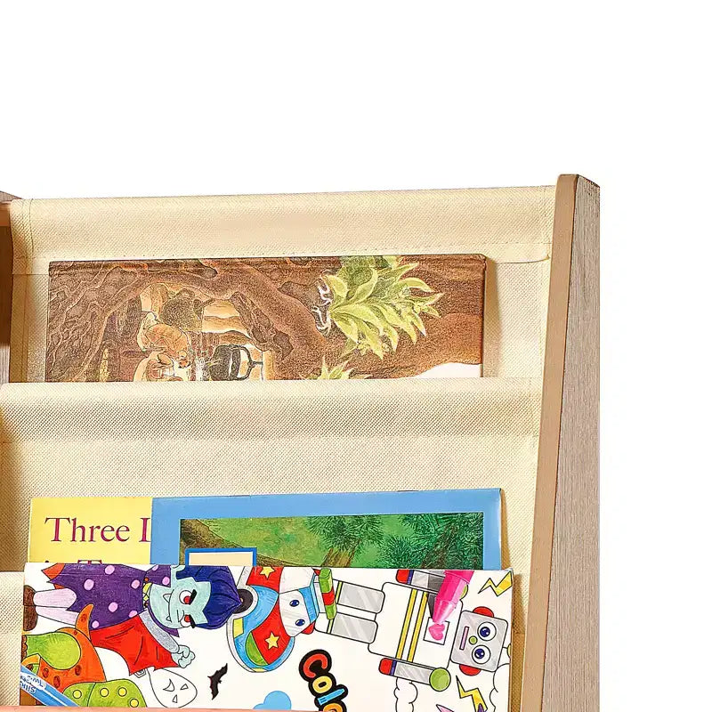 Étagère à livres pour enfants à 4 niveaux et organisateur de jouets avec 6 compartiments en tissu pour salle de jeux, chambre de bébé, maternelle et chambre à coucher