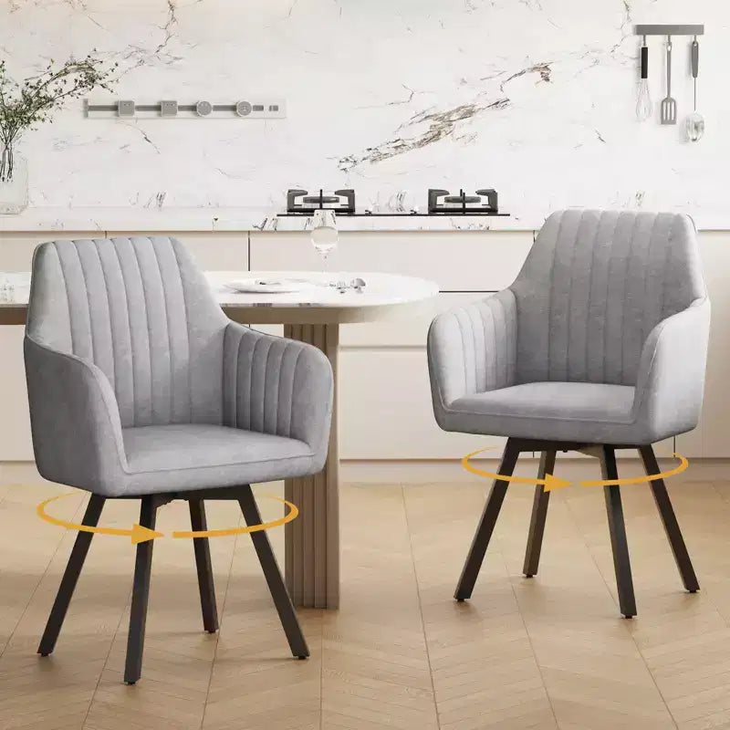 Furniliving 2-Pcs Mid Century Dining Chairs Upholstered Dining Room Chairs With Armrest