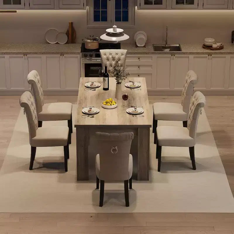 Table de salle à manger rectangulaire rustique pour 4 à 8 personnes, grande table de cuisine et de salle à manger de style ferme de 160/180 cm, pieds triangulaires renforcés, plateau en bois pour appartements