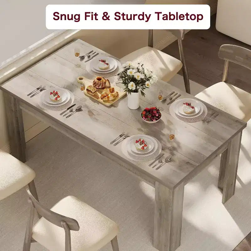 Table de salle à manger rectangulaire rustique pour 4 à 8 personnes, grande table de cuisine et de salle à manger de style ferme de 160/180 cm, pieds triangulaires renforcés, plateau en bois pour appartements