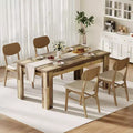 Rustic Rectangular Dining Table for 4-8  63/71 Large Farmhouse Kitchen & Dining Table, Reinforced Triangle Legs, Wooden Tabletop for Apartments