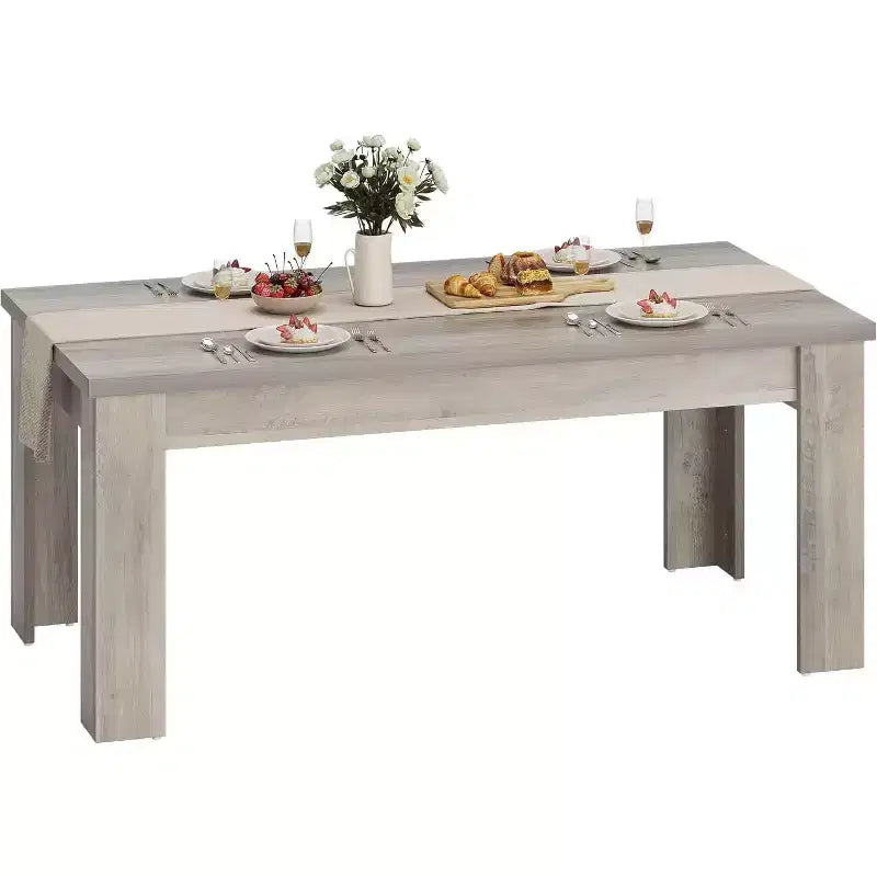 Table de salle à manger rectangulaire rustique pour 4 à 8 personnes, grande table de cuisine et de salle à manger de style ferme de 160/180 cm, pieds triangulaires renforcés, plateau en bois pour appartements