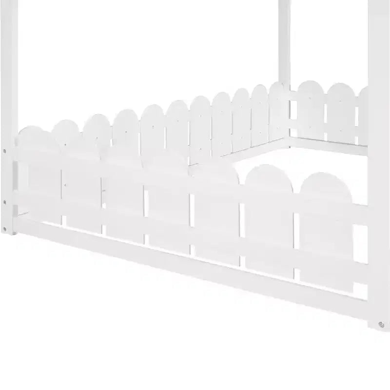 Lit cabane en bois avec barrière de sécurité pour enfants et adolescents, blanc