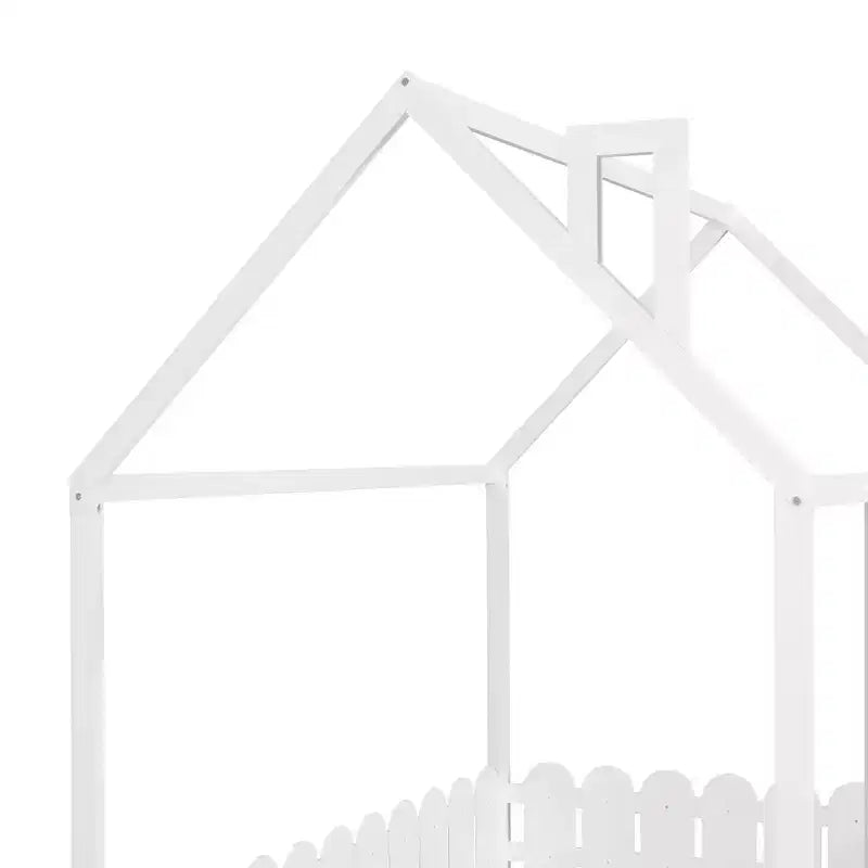 Lit cabane en bois avec barrière de sécurité pour enfants et adolescents, blanc
