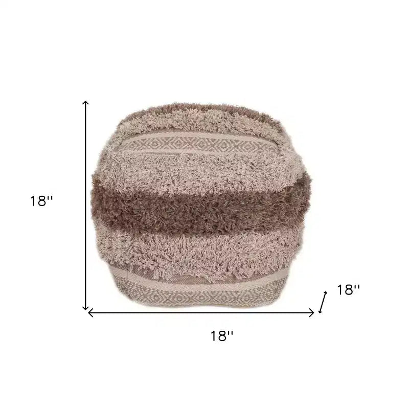18 poufs ottomans rayés beiges
