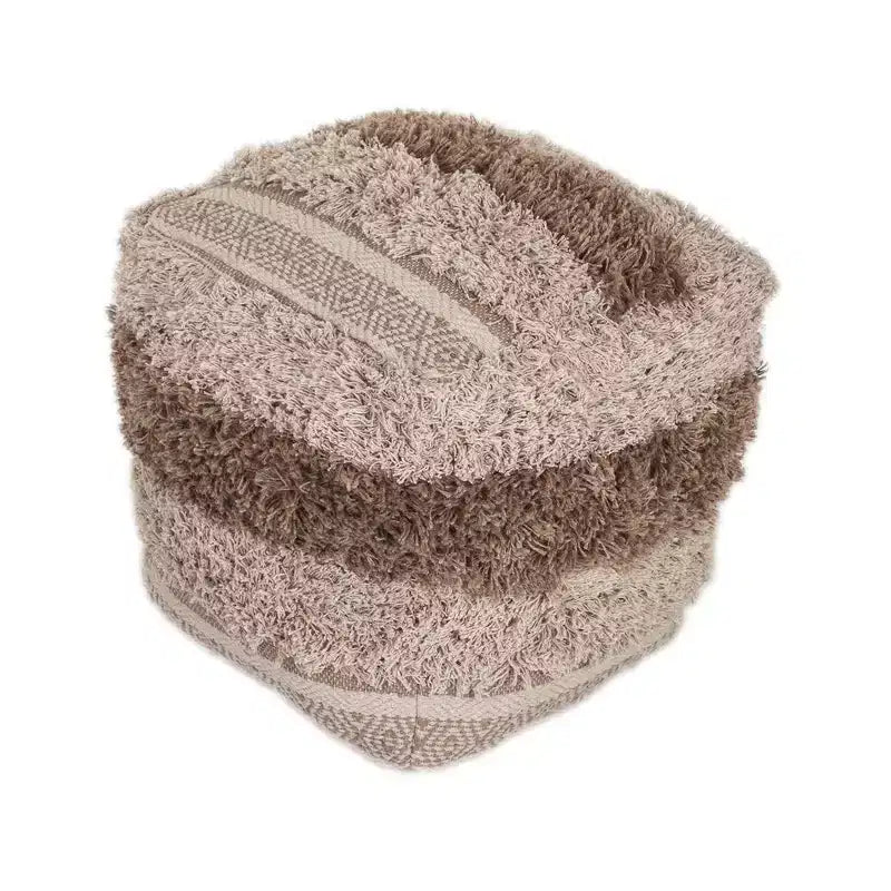 18 poufs ottomans rayés beiges