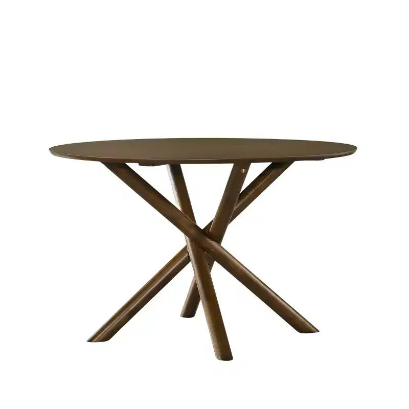 Table à manger ronde, finition noyer