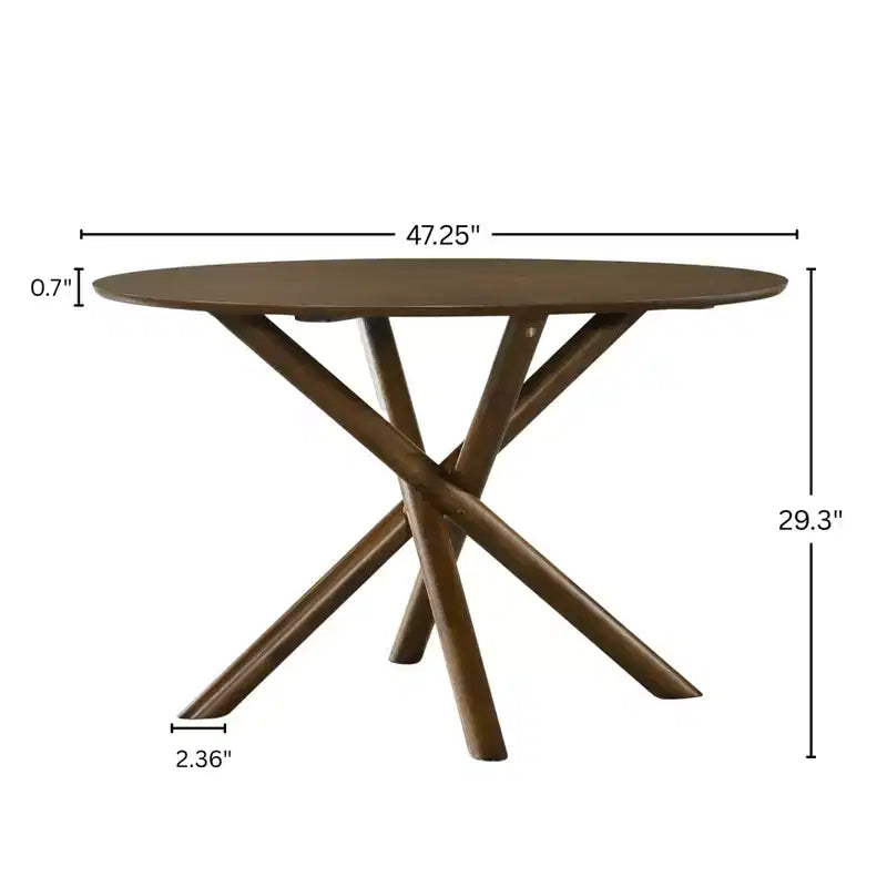 Table à manger ronde, finition noyer