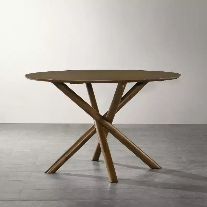 Table à manger ronde, finition noyer