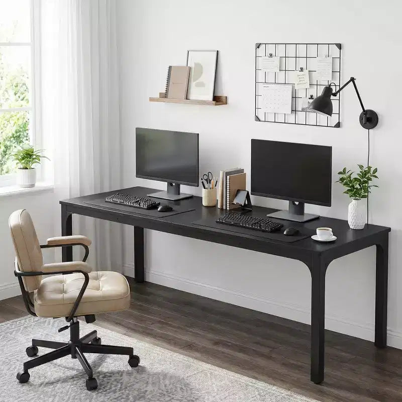 MAYEERTY 78.7 Extra Long Industrial Double Workstation Desk, 2-Person Home Office Desk with Heavy-Duty Metal Frame, 200lbs Capacity MDF Tabletop