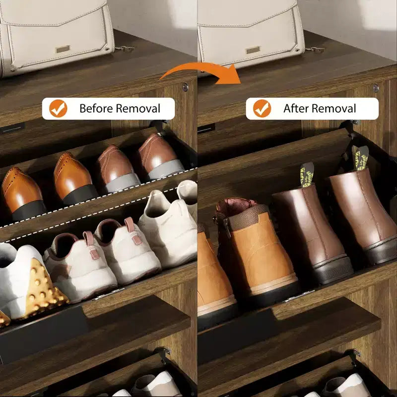Meuble de rangement pour chaussures cannelé pour entrée avec 2 tiroirs basculants, meuble à chaussures autoportant dissimulé de 81 cm de large pour couloir, appartement