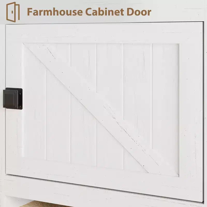 Meuble TV de ferme pour téléviseurs de 75/80 pouces, meuble de divertissement avec tiroirs de rangement et étagère ouverte, meuble console TV pour salon, chambre à coucher
