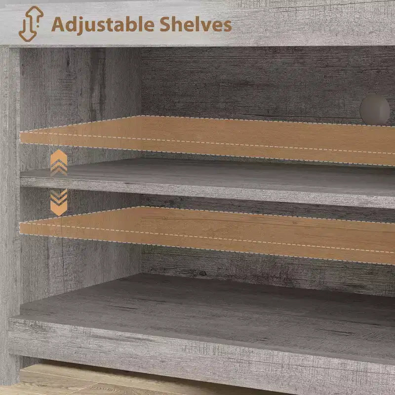 Meuble TV de ferme pour téléviseurs de 75/80 pouces, meuble de divertissement avec tiroirs de rangement et étagère ouverte, meuble console TV pour salon, chambre à coucher