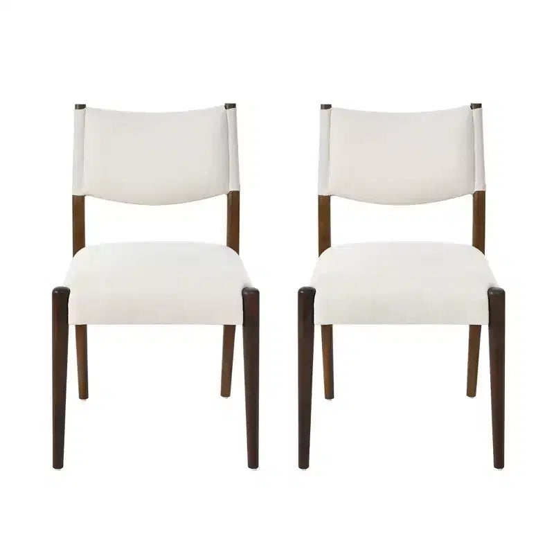 Chaises de salle à manger modernes rembourrées en bois d'hévéa (lot de 2)
