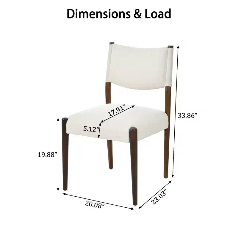 Chaises de salle à manger modernes rembourrées en bois d'hévéa (lot de 2)