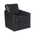 30" Rocha Accent Chair Black Leather Aire: Swivel, Removable Cushions, Faux Leather, Wood Frame, Contemporary Style
