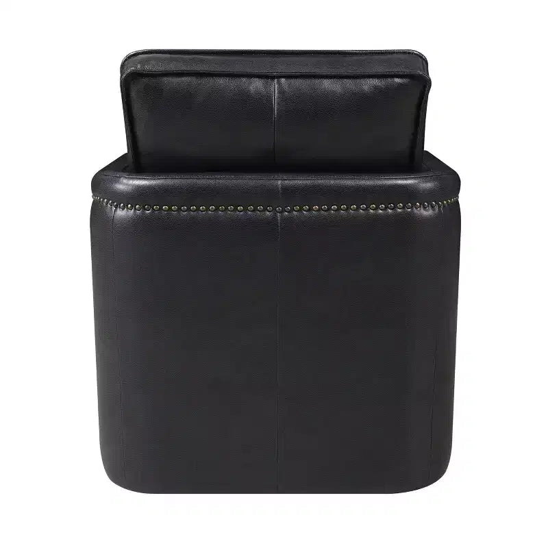 Chaise 30" en cuir noir : pivotante, coussins amovibles, simili cuir, cadre en bois, style contemporain