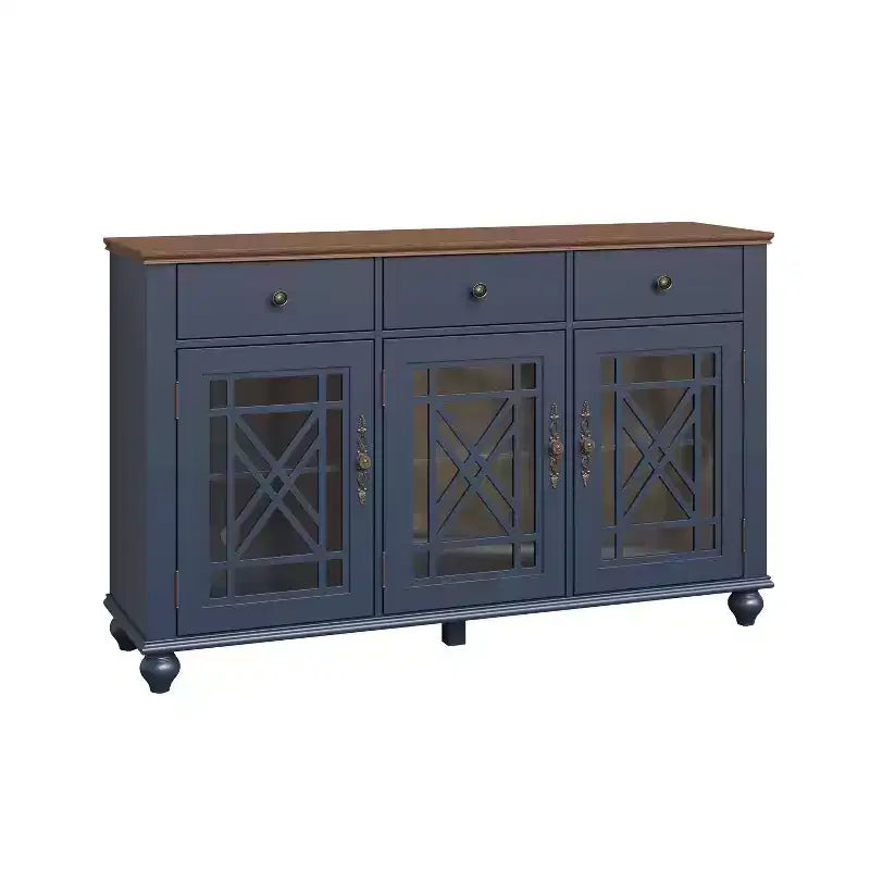 Festivo 55" Vintage Style Storage Accent Buffet Sideboard Cabinet with Drawers Navy