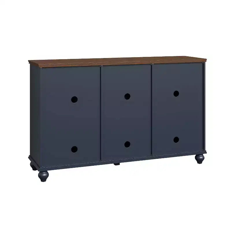 Buffet console avec rangement de style vintage 55 po et tiroirs bleu marine
