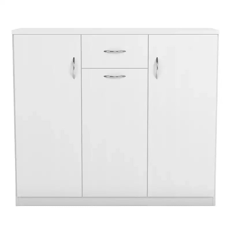 Meuble à chaussures moderne blanc 1 tiroir avec 11 étagères : Peut contenir jusqu'à 30 paires, placage de bois MDF, rangement réglable