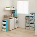 Furinno 3-Tier Decorative Bookshelf Reversible 3 Cube Open Shelf Bookcase for Living Room&Home Office,Light Blue/White