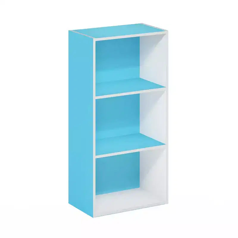 Étagère décorative à 3 niveaux, bibliothèque ouverte réversible à 3 cubes pour le salon et le bureau, bleu clair/blanc